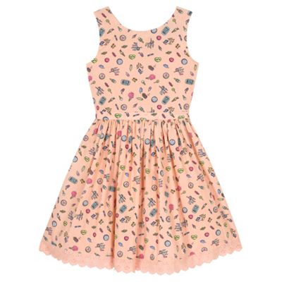 Yumi Girl Pink Seaside Pier Print Day Dress